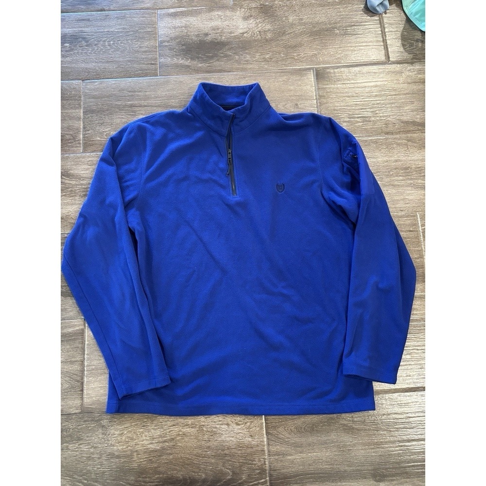 Men's Chaps Sport Size L Cobalt Blue 1/4 Zip Pullover Fleece Warm Casual Fall